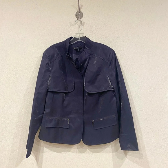 Lafayette 148 Metallic Cotton Blend Jacket Size 12 VGUC - Picture 1 of 7